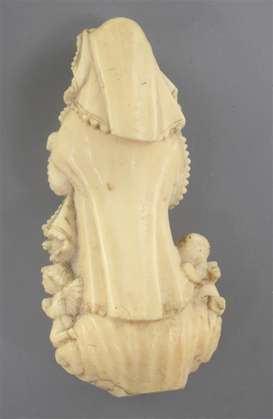 A Goanese ivory figure of the Virgin Mary, 17th / 18th century, 3.7in., incomplete